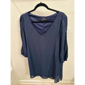 Noctflos Dress Women’s Sz L Long Sleeve With Slit‎  V Neck